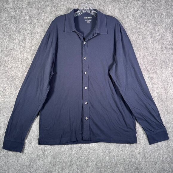 Todd Snyder Shirt Mens XL Blue Long Sleeve Premium Jersey Button Up Casual - Picture 5 of 10